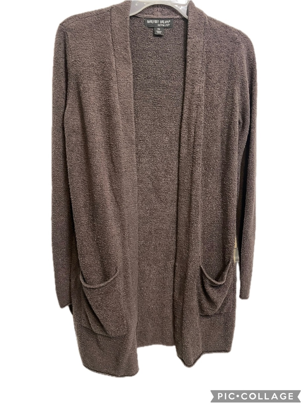 Barefoot Dreams Chocolate Brown Open-Front Pocket Cardigan XS